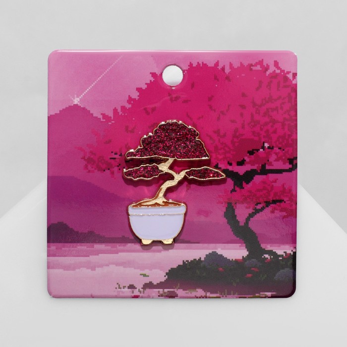 значок pinpinpin сакура розовая Значок «Япония» сакура, цветной в золоте