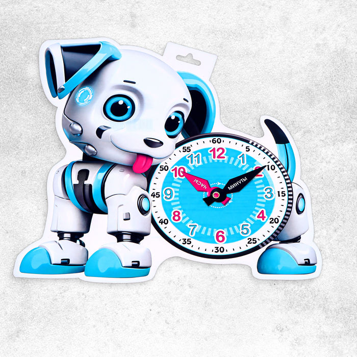 фото Плакат "учимся определять время" собачка, 32,5х32,5 см мир открыток