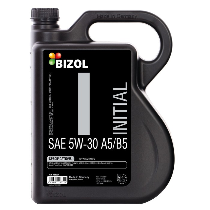 Масло моторное BIZOL Initial 5W-30 A5/B5, НС-синтетическое, 5 л масло моторное bizol technology 5w 30 c2 нс синтетическое 5 л