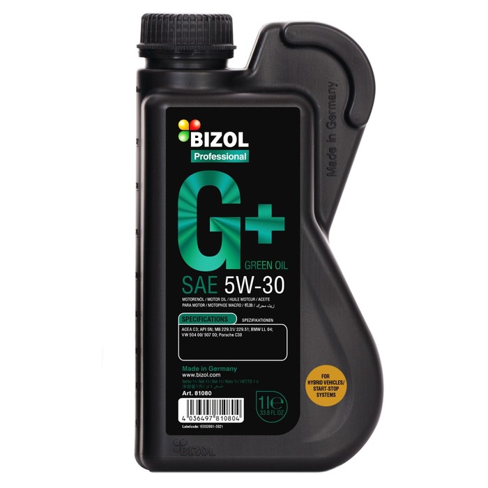 Масло моторное BIZOL Green Oil+ 5W-30, синтетическое, 1 л