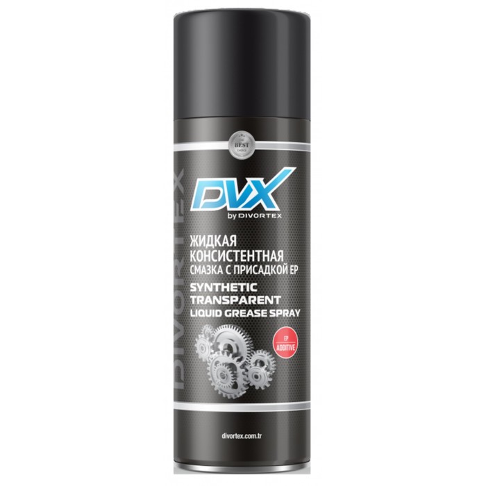 Смазка универсальная DVX Synthetic Transparent Liquid Grease Spray with EP, синтетическая, аэрозоль, 400 мл смазка силиконовая dvx slicone spray аэрозоль 400 мл