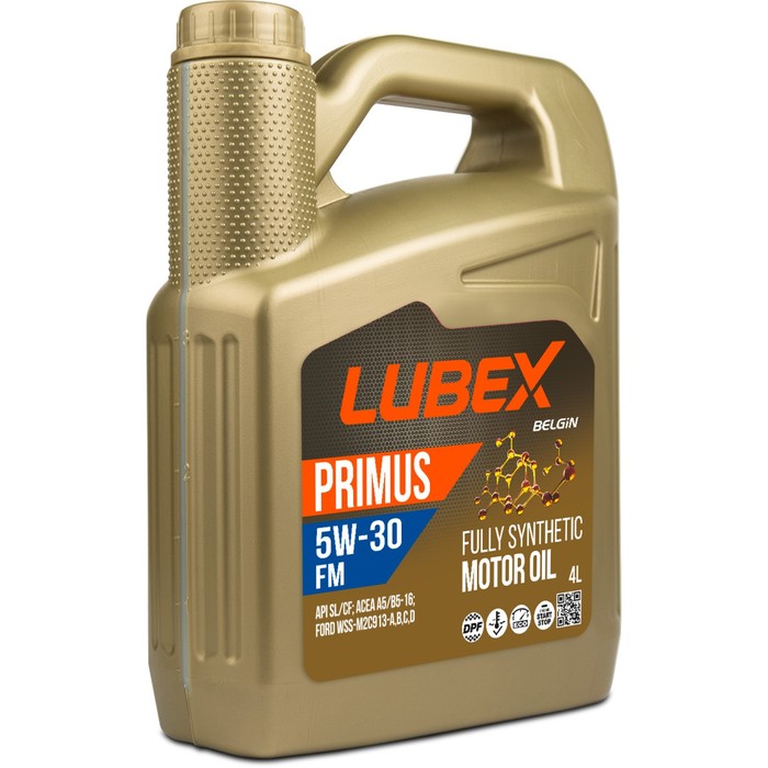 Масло моторное LUBEX PRIMUS FM 5W-30 CF/SL A5/B5, синтетическое, 4 л моторное масло lubex primus fm 5w 30 cf sl a5 b5 синтетическое 5 л