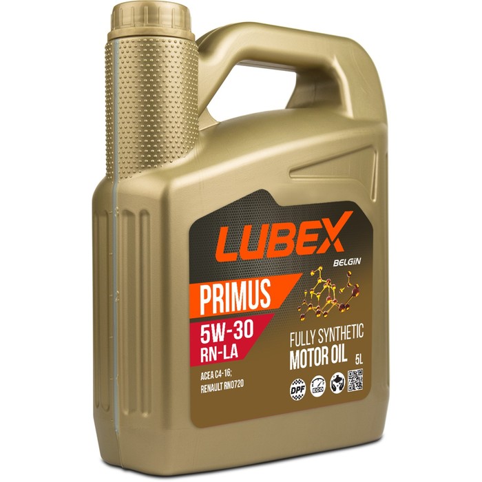 Масло моторное LUBEX PRIMUS RN-LA 5W-30 C4, синтетическое, 5 л масло моторное lubex primus rn 5w 30 cf sl a3 b4 синтетическое 4 л