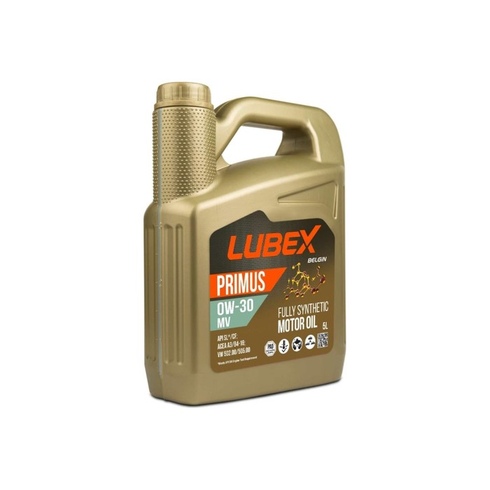 Масло моторное LUBEX PRIMUS MV 0W-30 CF/SL A3/B4, синтетическое, 5 л синтетическое моторное масло castrol edge 0w 40 a3 b4 4 л