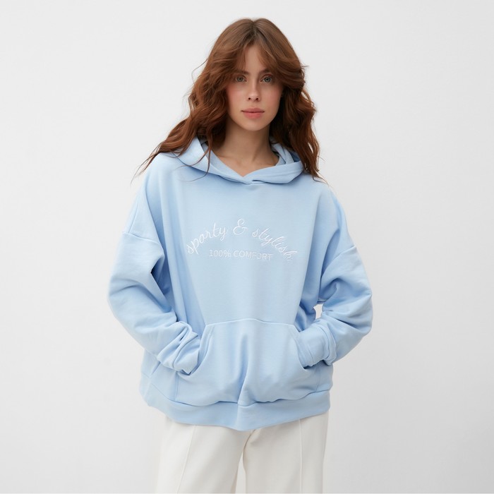 

Худи женское MINAKU: SPORTY & STYLISH цвет голубой, размер 42-44