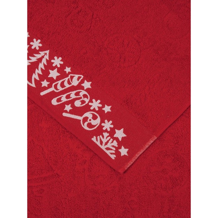 Набор полотенец махровых Confetti, размер 50х90 см, 70х140 см, новогодний, красный