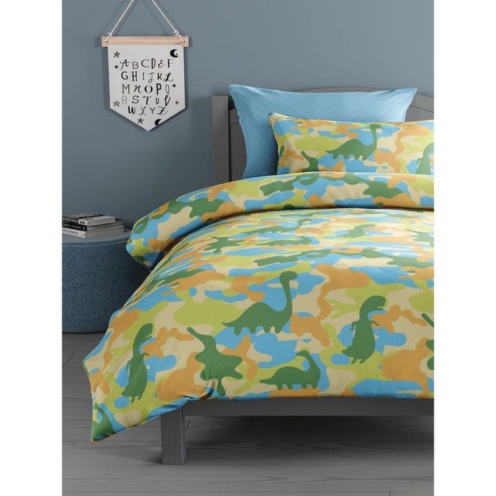 

Постельное бельё 1.5 сп Dino camouflage, размер 150х214 см, 143х215 см, 70х70 см