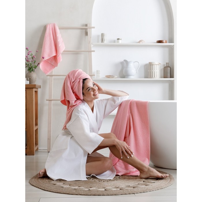 Набор полотенец махровых Pink, размер 30х50 см, 50х90 см, 70х140 см, розовый комплект махровых полотенец pink размер 50х90 см 2 шт