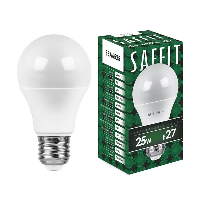 цена Лампа светодиодная SAFFIT, 25W 230V E27 6400K A65, SBA6525