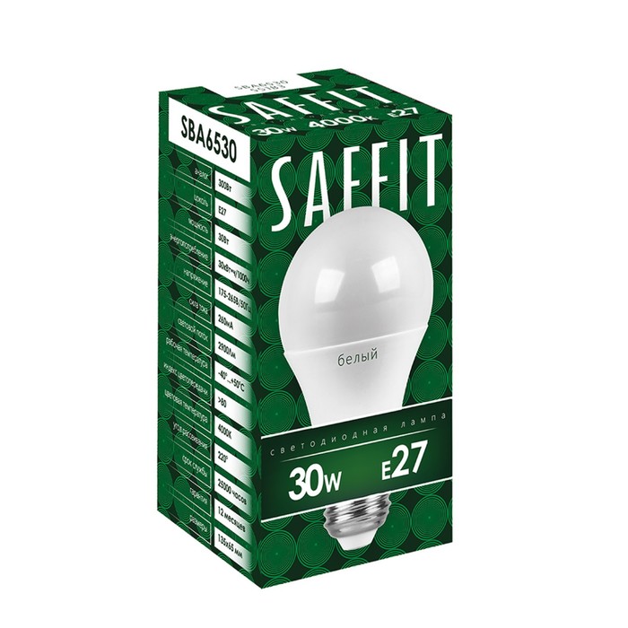 фото Лампа светодиодная saffit, 30w 230v e27 2700k a65, sba6530