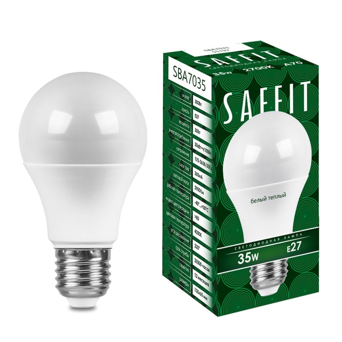 Лампа светодиодная SAFFIT, 35W 230V E27 2700K A70, SBA7035