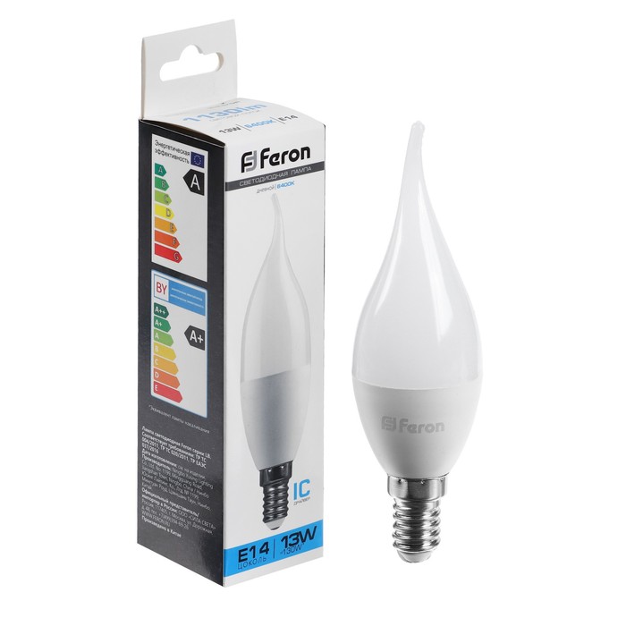 цена Лампа светодиодная FERON, (13W) 230V E14 6400K С37T, LB-970