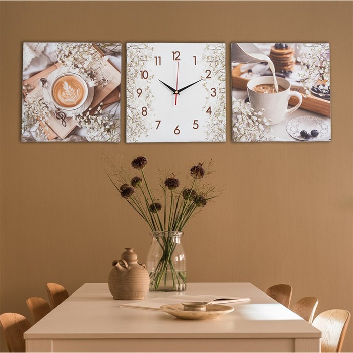 Часы-картина настенные Кофе, плавный ход, 33 х 100 см