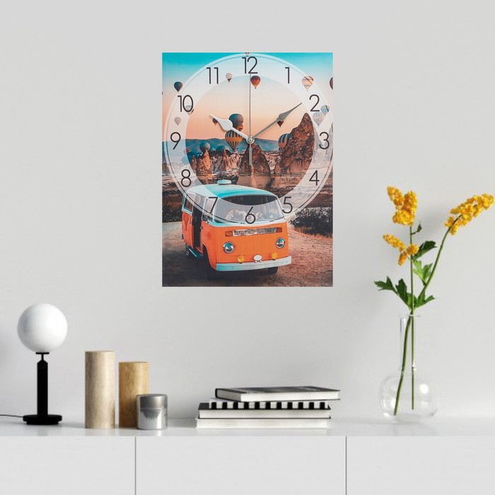 Часы-картина настенные Оранжевый автобус, плавный ход, 30 х 40 см часы картина настенные серия животный мир лошадь с жеребёнком плавный ход 40 х 56 см