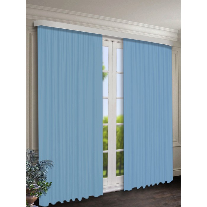 Комплект штор, размер 150x250 см, 2 шт, цвет голубой