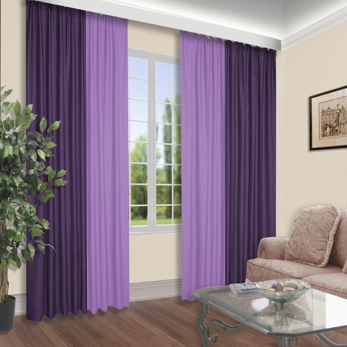 Комплект штор, размер 160x250 см, 2 шт, цвет фиолетовый сирень комплект штор размер 160x260 см 2 шт цвет фиолетовый сирень