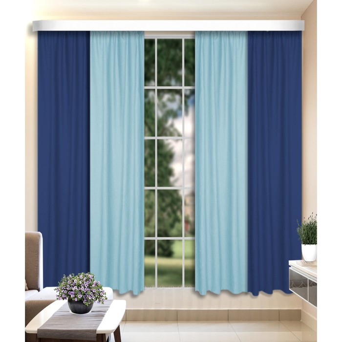 

Комплект штор, размер 160x250 см, 2 шт, цвет синий, голубой