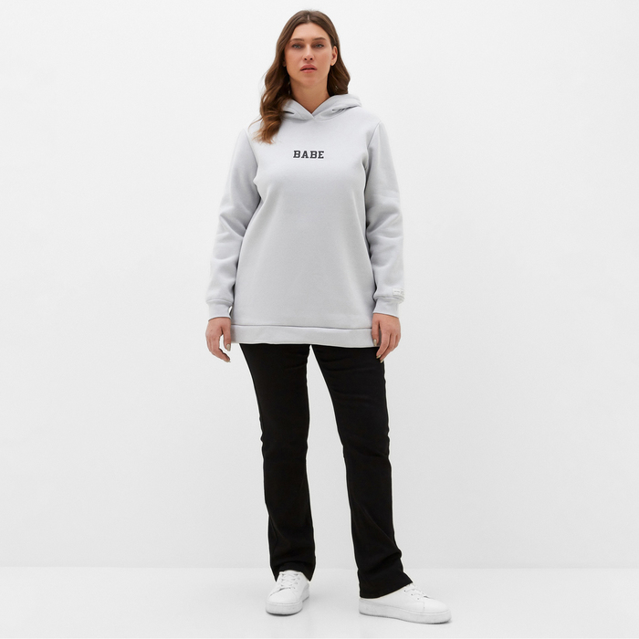 фото Худи женское с начёсом mist cozy style, серый, размер 60