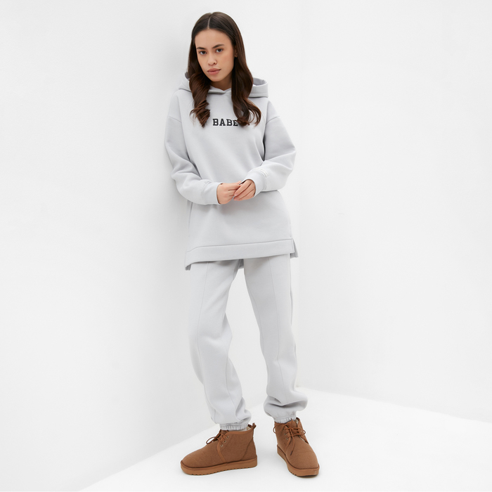 фото Худи женское с начёсом mist cozy style, серый, размер 48