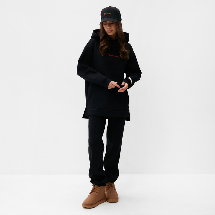 фото Худи женское с начёсом mist cozy style, чёрный, размер 44