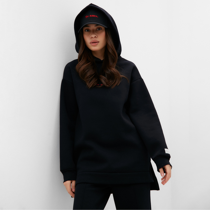 

Худи женское с начёсом MIST Cozy style, чёрный, размер 50