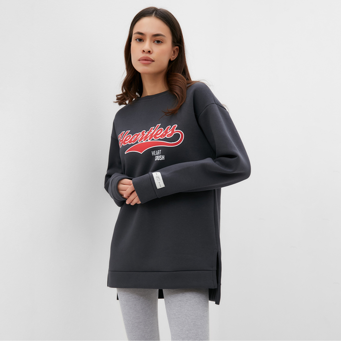 

Свитшот удлиненный женский с начёсом MIST Cozy style, графит, размер 50