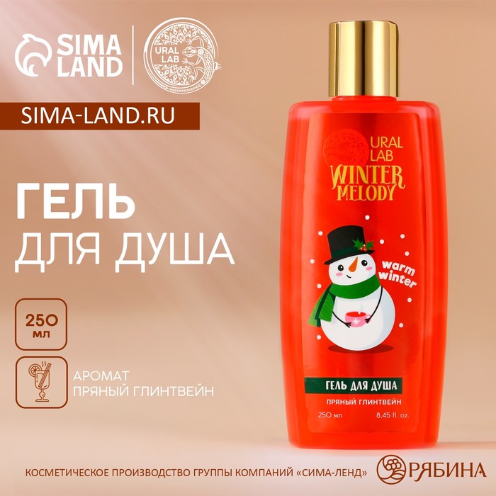 

Гель для душа Winter Melody, 250 мл, аромат пряного глинтвейна, URAL LAB