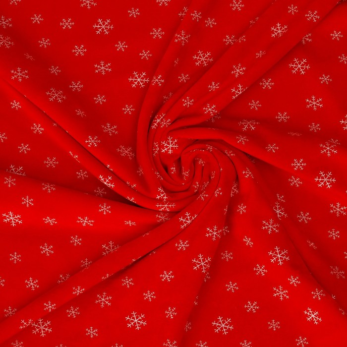 

Лоскут Велюр на красном фоне, белые снежинки, 100 × 180 см