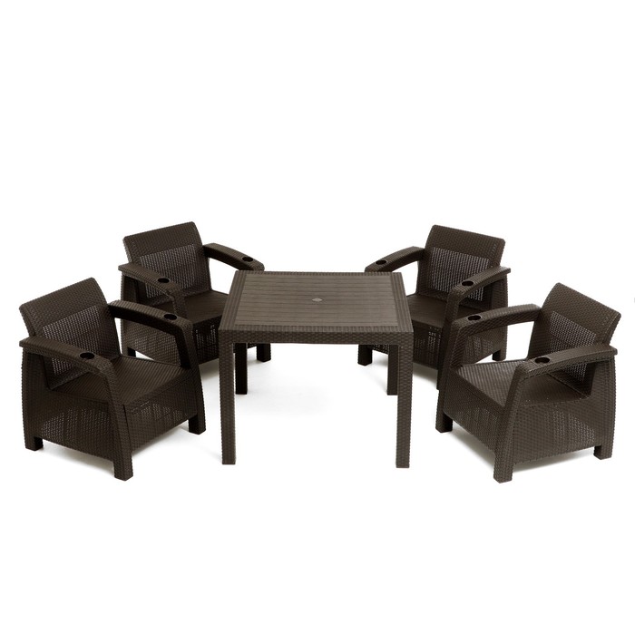 Набор садовой мебели Ротанг: 4 кресла + стол набор садовой мебели naterial rono сталь полиэстер стекло темно серый стол 4 кресла и зонт