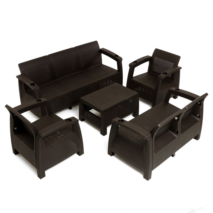Набор садовой мебели Ротанг: стол + 2 кресла, диван 2-хместный, диван 3-хместный набор садовой мебели бора макси диван 2 кресла стол антрацит