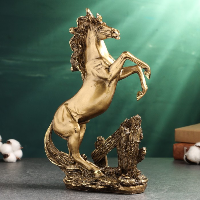 Фигура Лошадь на камне большая 31х21х10см, бронза