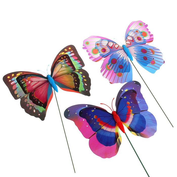 Декоративный штекер "Бабочка 3D" акварель, микс