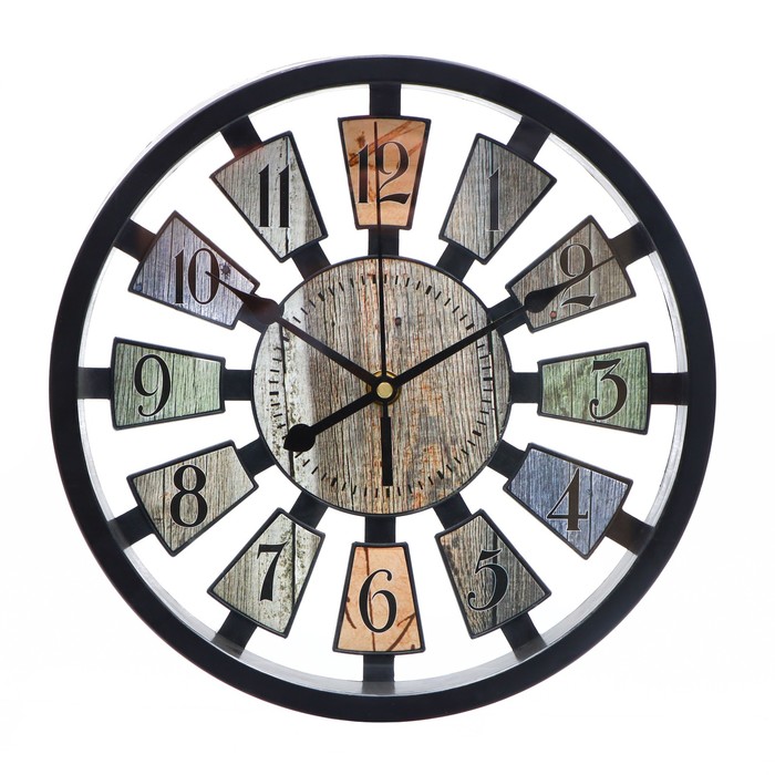 часы настенные серия интерьер аврианш дискретный ход d 25 см микс Часы настенные, серия: Интерьер, дискретный ход, d-25 см, АА , черные