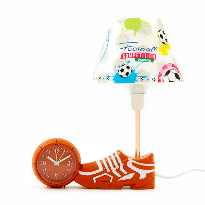 Часы с подсветкой Футбол детские настольные, плавный ход, на батарейках АА галстук с подсветкой 40см на батарейках