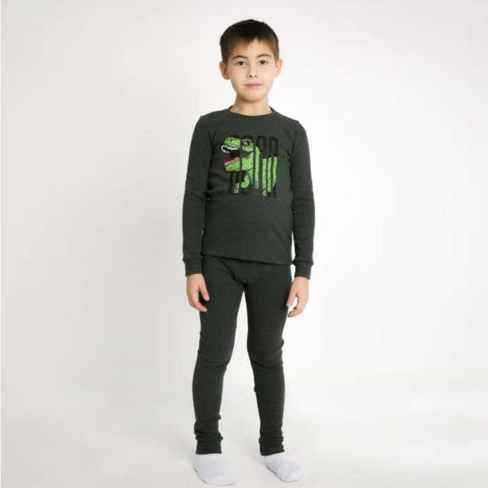 Комплект для мальчика ТЕРМО, цвет хаки, рост 146 см комплект для мальчика джемпер брюки термо цвет антромеланж рост 146 см 72