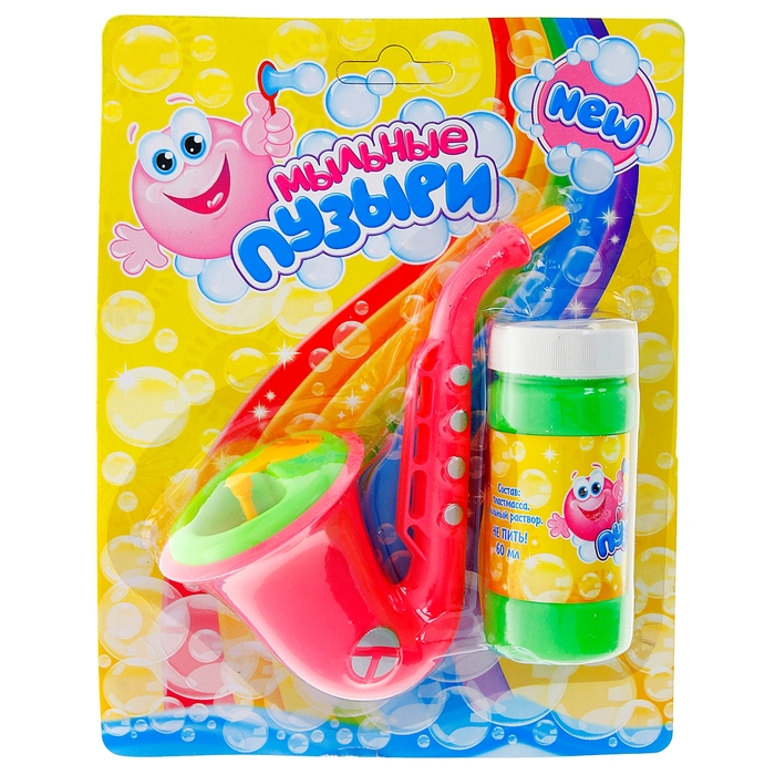 Мыльные пузыри "Саксофон", 60 мл, цвета МИКС