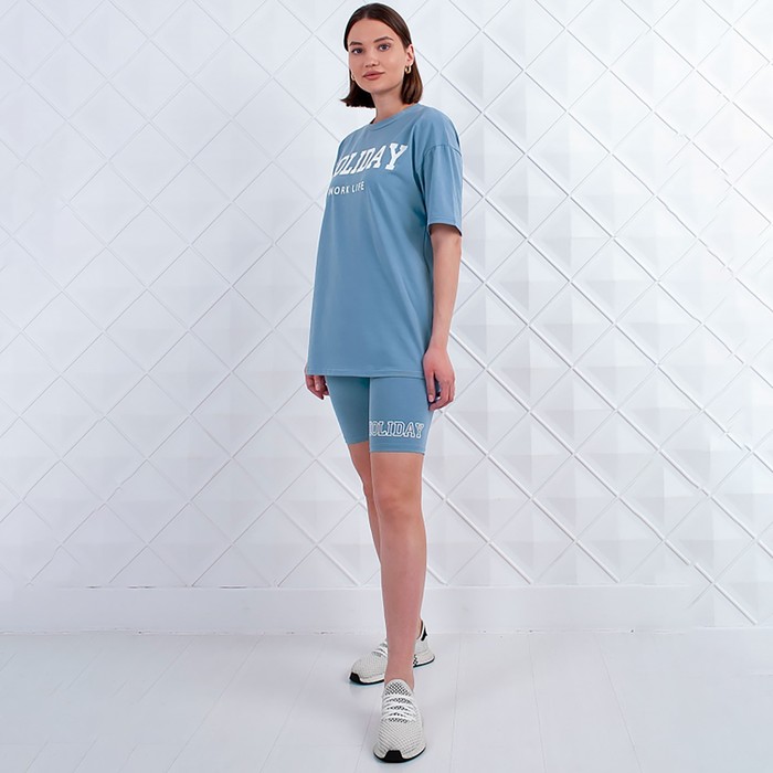 фото Комплект женский домашний (футболка/бриджи), цвет джинс, размер 50 kalinka