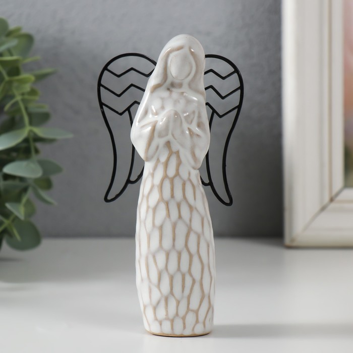 Сувенир керамика, металл Ангел. Молитва беж 7,5х3,8х12,8 см цена и фото