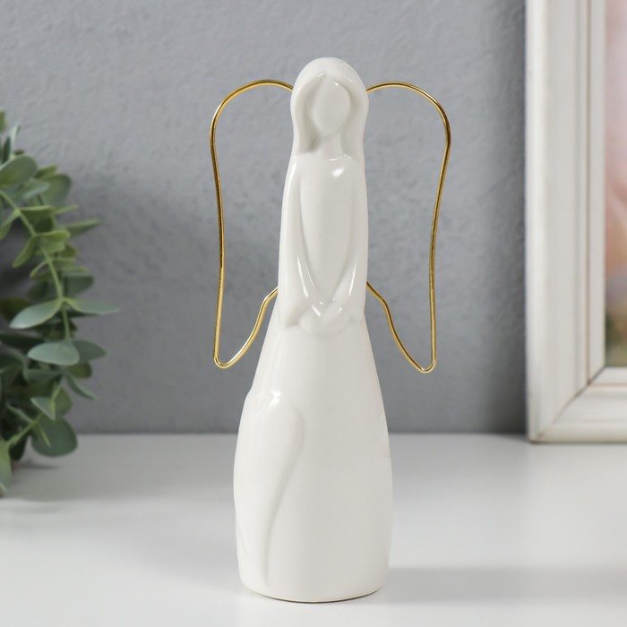 Сувенир керамика, металл Девушка-ангел белый 8х5х17 см