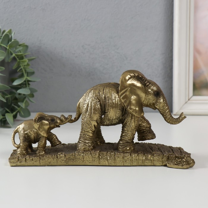 Сувенир полистоун Слониха со слонёнком на прогулке 21х8х10,8 см