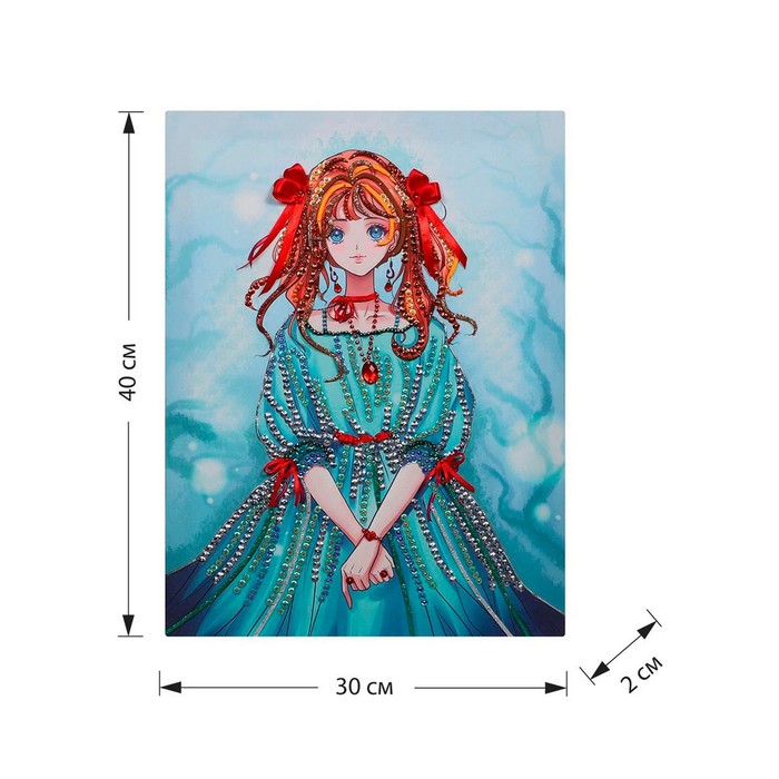 фото Мозаика из пайеток на холсте «аниме девушка» волшебная мастерская