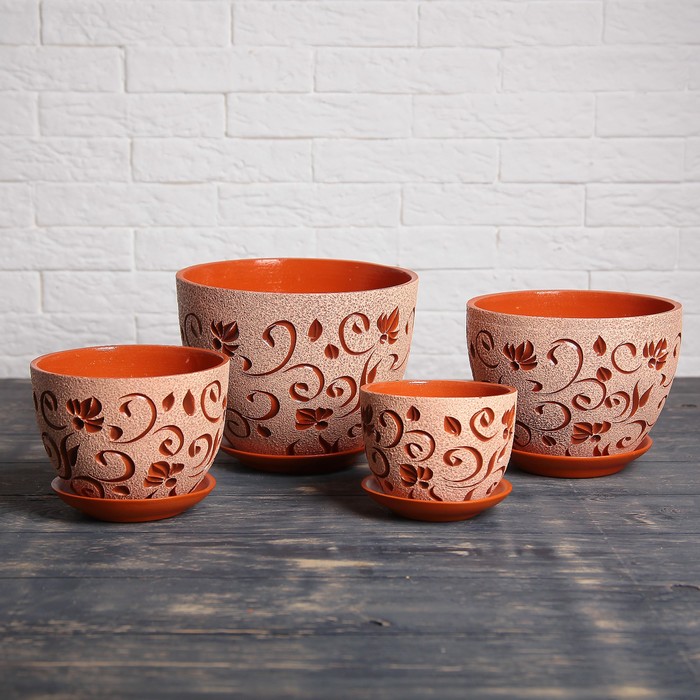 Набор кашпо 4 шт. "Ажурное лето" 4 л/ 3 л/ 2 л/ 1 л