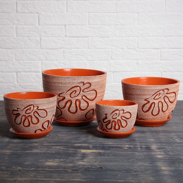 Набор кашпо 4 шт. "Клякса" светлое 4 л/ 3 л/ 2 л/ 1 л