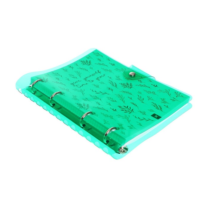 фото Тетрадь на кольцах а5 120 листов в клетку lorex "neon. green", со сменным блоком, пластиковая обложка, с наклейками