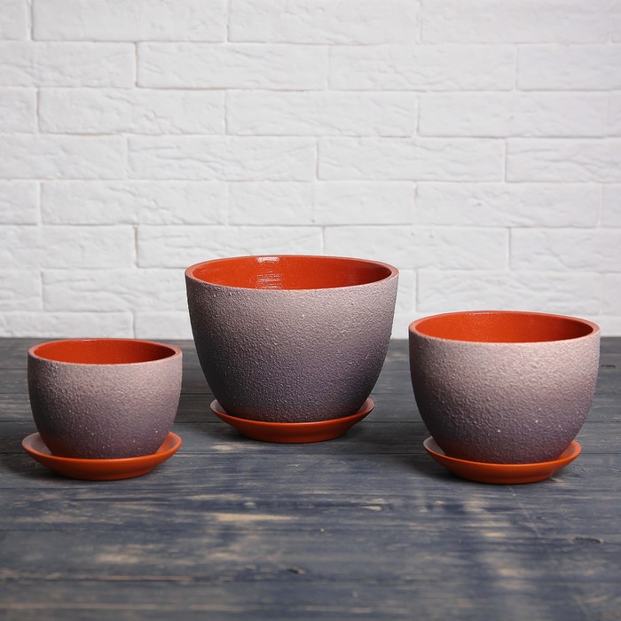 Набор кашпо 3 шт. "Прима" чернослив 3 л/ 2 л/ 1 л