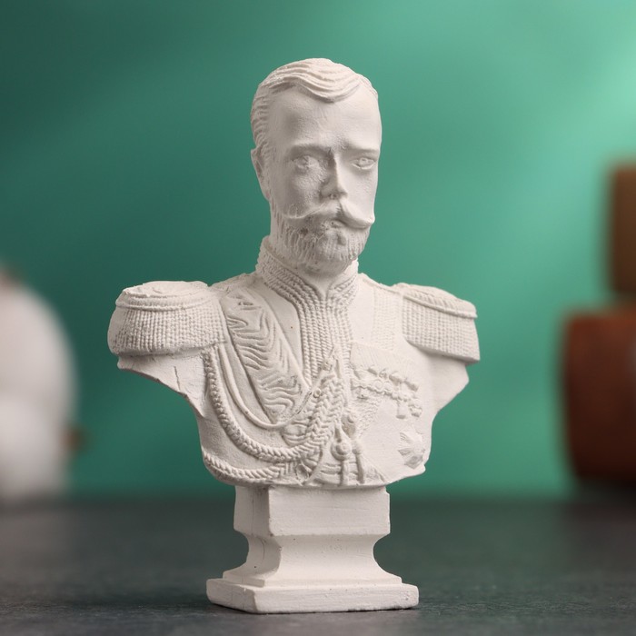 Бюст Император Николай II белый, 4,5х2,5х6,5см статуэтка бюст николай ii второй 14см гипс