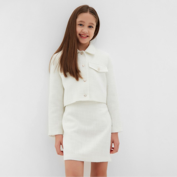 Комплект для девочки (жакет и юбка) MINAKU: PartyDress, цвет белый, рост 134 см