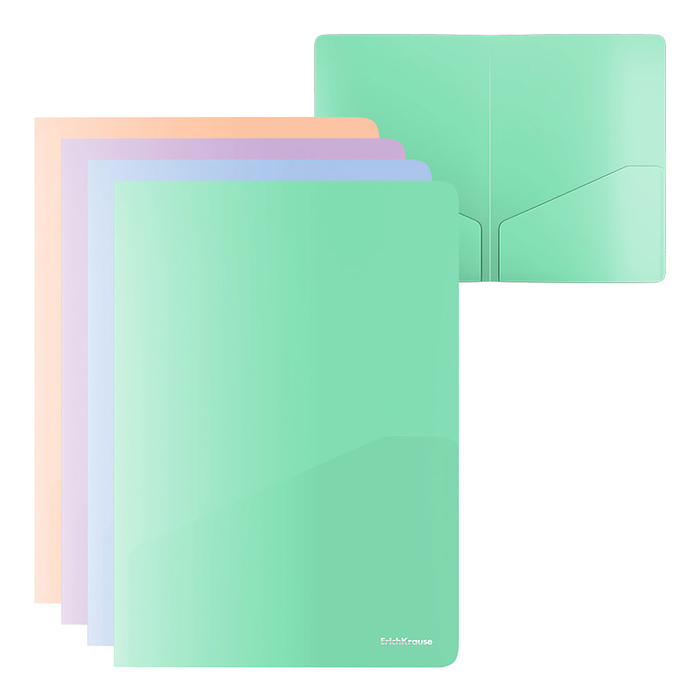 Папка-уголок ErichKrause Matt Pastel Bloom, A4, с 2 карманами, непрозрачный, в пакете, МИКС папка конверт на кнопке пластиковая erichkrause matt pastel bloom с дополнительным карманом a4 непрозрачный в ассортименте