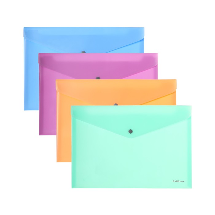 Папка-конверт на кнопке ErichKrause Matt Pastel Bloom, A4, непрозрачный, в пакете, МИКС папка конверт на кнопке пластиковая erichkrause matt pastel bloom с дополнительным карманом a4 непрозрачный в ассортименте