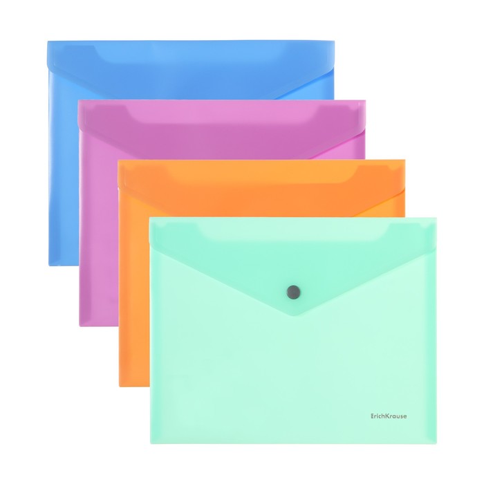 Папка-конверт на кнопке ErichKrause Matt Pastel Bloom, A5+, непрозрачный, в пакете, МИКС папка конверт на кнопке пластиковая erichkrause matt pastel bloom с дополнительным карманом a4 непрозрачный в ассортименте